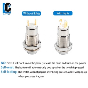 8/10/12/16mm LED interruttore a pulsante in metallo luce della cintura antipolvere pulsante di accensione a punto circolare autobloccante autobloccante