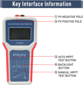 EY800W電流電圧PV太陽光発電テスターメーターVOCデジタルパワースマートLCD MPPTソーラーパネルマルチメーター - Product Image 2