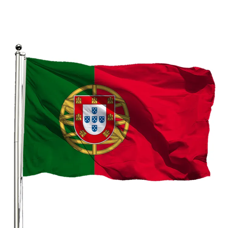 Venta al por mayor 3x5 pies poliéster seda impresión portugués 90x150cm mundial Portugal bandera para eventos de fútbol