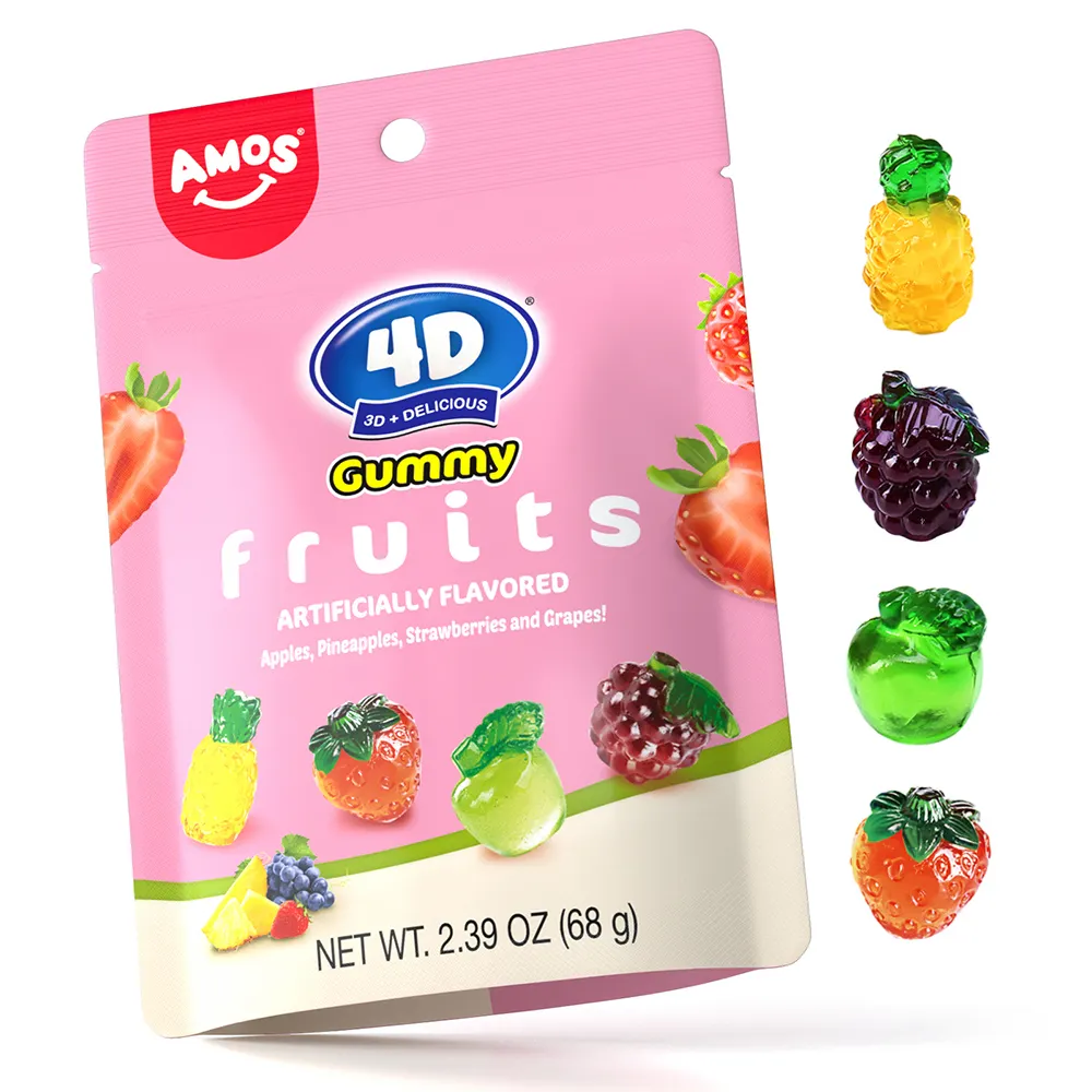 סיטונאי עמוס 4D צבעוני Gummy סוכריות 3D פירות בצורת Gummies יצרן עם באיכות גבוהה פירות מיץ בטעם