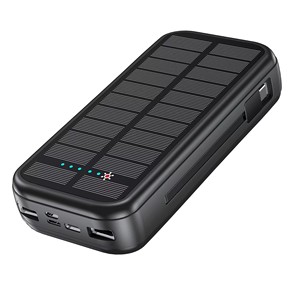 ポータブル20W高速充電ソーラーパワーバンク3入力4出力高容量20000mAhソーラーモバイルパワーバンクケーブル付き - Product Image 4
