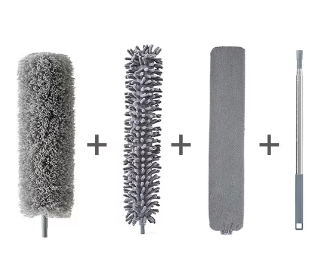Gray 3 pcs microfiber+pole+chenille duster