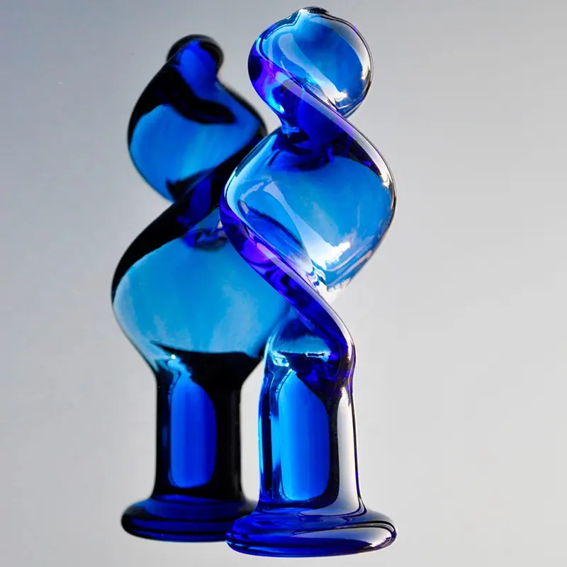 อวัยวะเพศชายเทียมทำจากแก้วหมุน38มม. สีน้ำเงินสำหรับผู้ใหญ่เซ็กซ์ทอยสำหรับผู้หญิงผู้ชายเกย์สำเร็จความใคร่ด้วยตัวเอง