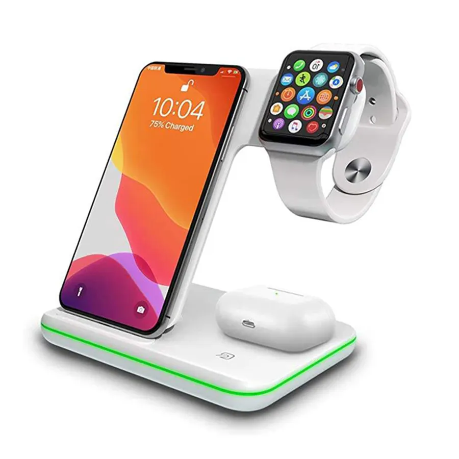 3 5 6 in 1 15W Fast Charging Portable Magnetic Multifunction RGB Mobile Cell Phone Station Wireless Charger Gift Set for Android