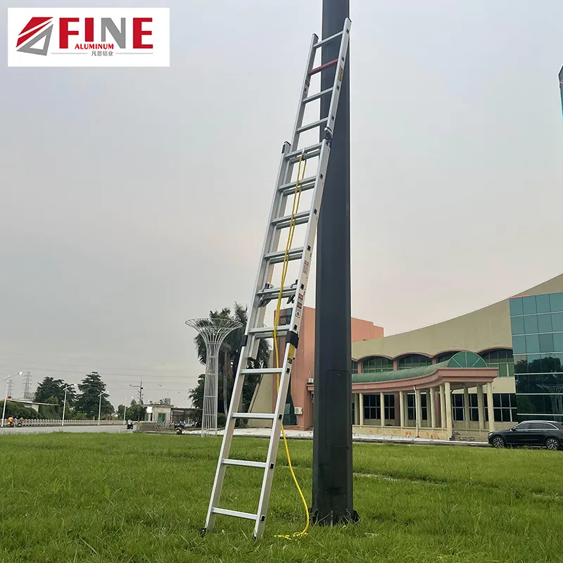 Aluminium Verlenging 3 Sectie Triple 12M Verlenging Brandladder 16ft 18ft 20ft Uitstrekbare Ladder Telescopische Ladder 5M