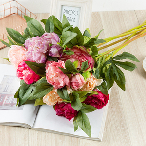Western Pink Pfingstrosen Bouquet 3 Köpfe große Pfingstrosen Blumen <span class=keywords><strong>Imitation</strong></span> Blume Seide Pfingstrose Blumen künstlichen Großhandel