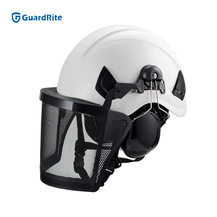 등산 구조 스포츠 암벽 등반 안전 헬멧 세트 안면 보호대와 귀마개