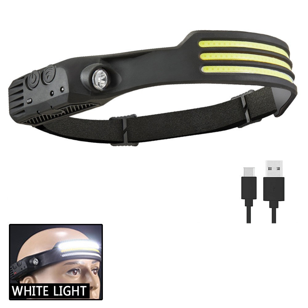 Three white cob headlamps