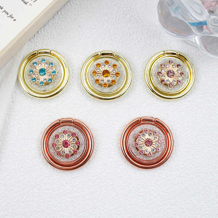 New Design Luxury Phone Ring Holder Finger Grip 360 Rotation Holder Cellphone Metal Ring Holder Diamond Kickstand Socket