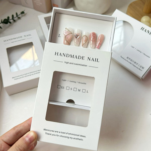 Caja de papel de embalaje para uñas postizas al por mayor con ventana de PVC transparente, caja de regalo transparente con logotipo personalizado - Product Image 1