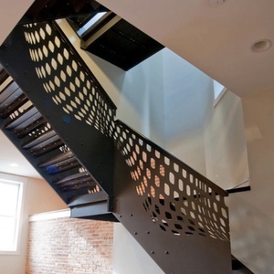 Nhà nhỏ nhà cầu thang trong nhà đá cẩm thạch cầu thang treads và risers L hình cầu thang nổi cầu thang với kính lan can - Product Image 6