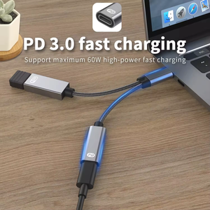 อะแดปเตอร์โทรศัพท์2-in-1 USB C OTG พร้อมพอร์ตชาร์จ60W PD ใช้ได้กับโทรศัพท์มือถือในสต็อก - Product Image 5