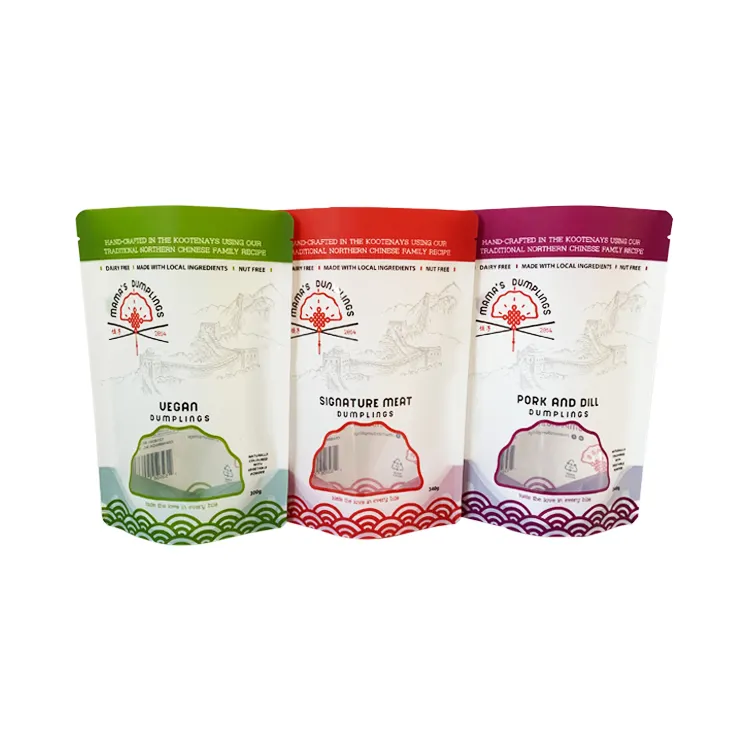 कस्टम मुद्रित पुन: प्रयोज्य जमे हुए गुलगुला नूडल खाद्य भंडारण पैकेजिंग फ्रीजर Mylar बैग
