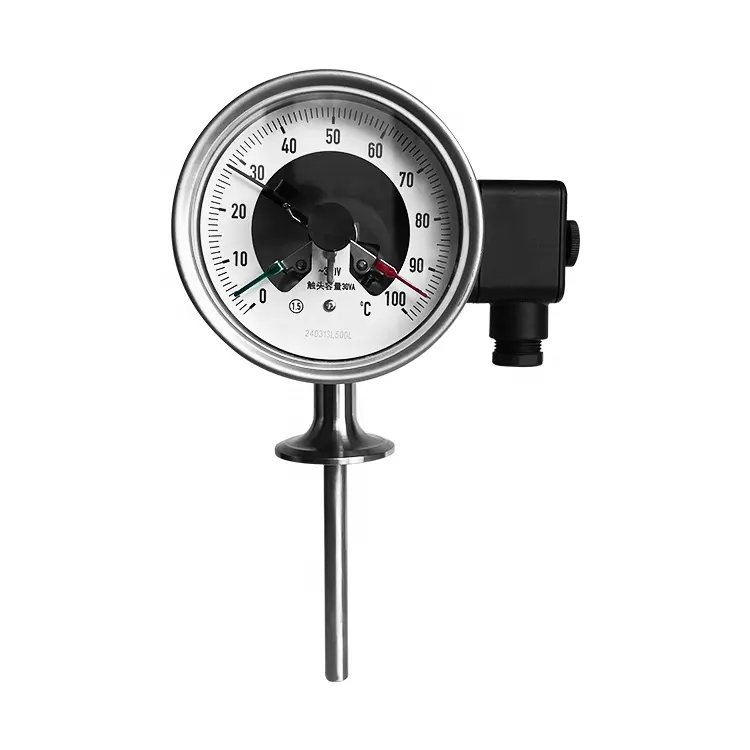 220 В 140 мА доступны в различных отраслях промышленности, 1% 1.5% точность, Электрический контактный биметаллический термометр