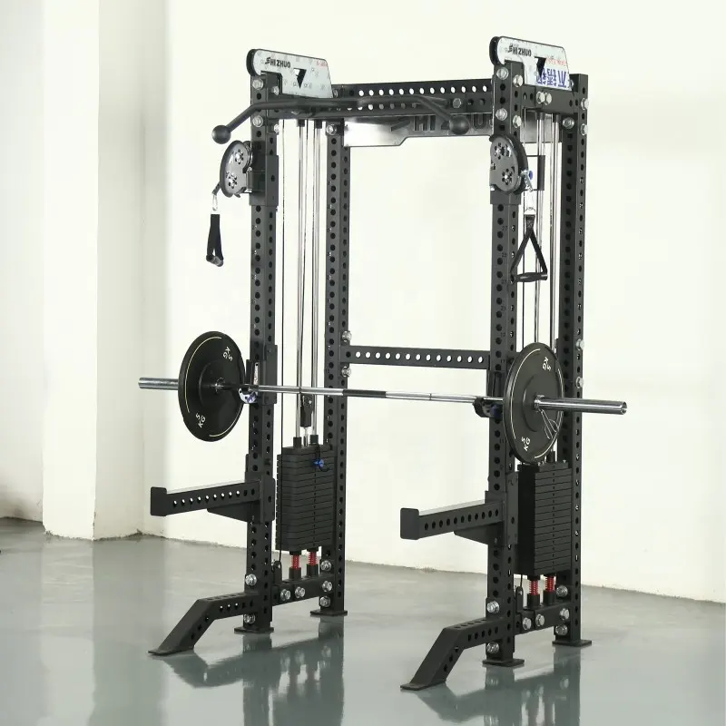 Ağırlık yığını ile özelleştirilebilir spor salonu ekipmanları kablo crossover güç squat çerçevesi makinesi