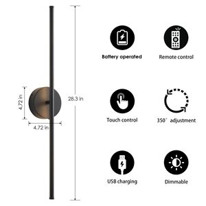 Pil kumandalı duvar aplikleri seti iki <span class=keywords><strong>USB</strong></span> şarj edilebilir dim LED kablosuz duvar lambası