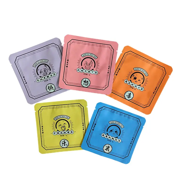 Offre Spéciale impression multicolore petite poche plate en papier d'aluminium pour la nourriture de thé de fleur. sac en papier d'aluminium créatif pour le thé parfumé