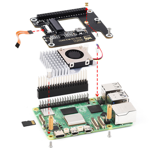Raspberry Pi 5 PCIe zu M.2 HAT NVME High Speed Expansion Board mit 16P-Kabel GPIO-Kopfzeile Unterstützung aktiver Kühler für RPI 5 Pi5