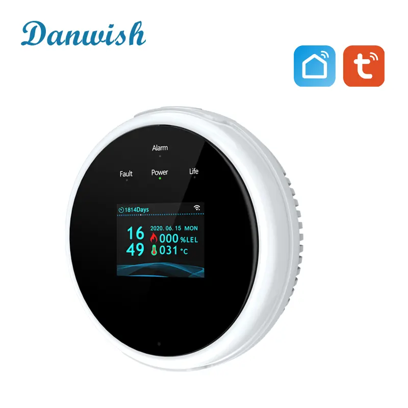 Danwish detector de gás combustível doméstico, sensor de alarme de gás inteligente 2021 tuya para vida inteligente novo wifi sistema de alarme para casa