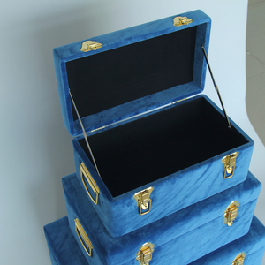 ชุดกระโปรงผ้ากำมะหยี่สีฟ้า3ชิ้น - Product Image 3