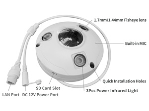 Metal Fisheye 8MP 1.7mm Lens Wide Angle 360 Degree MIC Speaker SD IP66 4K <strong>Network</strong> Camera Hik <strong>Protocol</strong> - Product Image 4