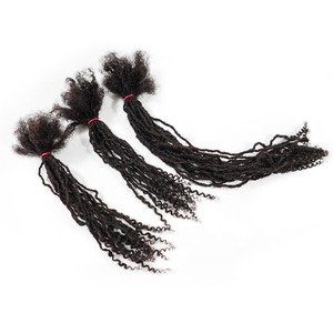 Hot Selling 100% Handmade Permanent Dreadlocks Natural <strong>Black</strong> Hair Locs Inter Locs Extensions for with Curly Ends Women and Girl - Product Image 5