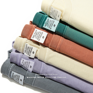 Spring and Summer Heavy Wash to <strong>Do</strong> Old Solid Color T-shirt Hip Hop Fashion <strong>Brand</strong> Japanese Casual Men's Short-sleeved T-shirt