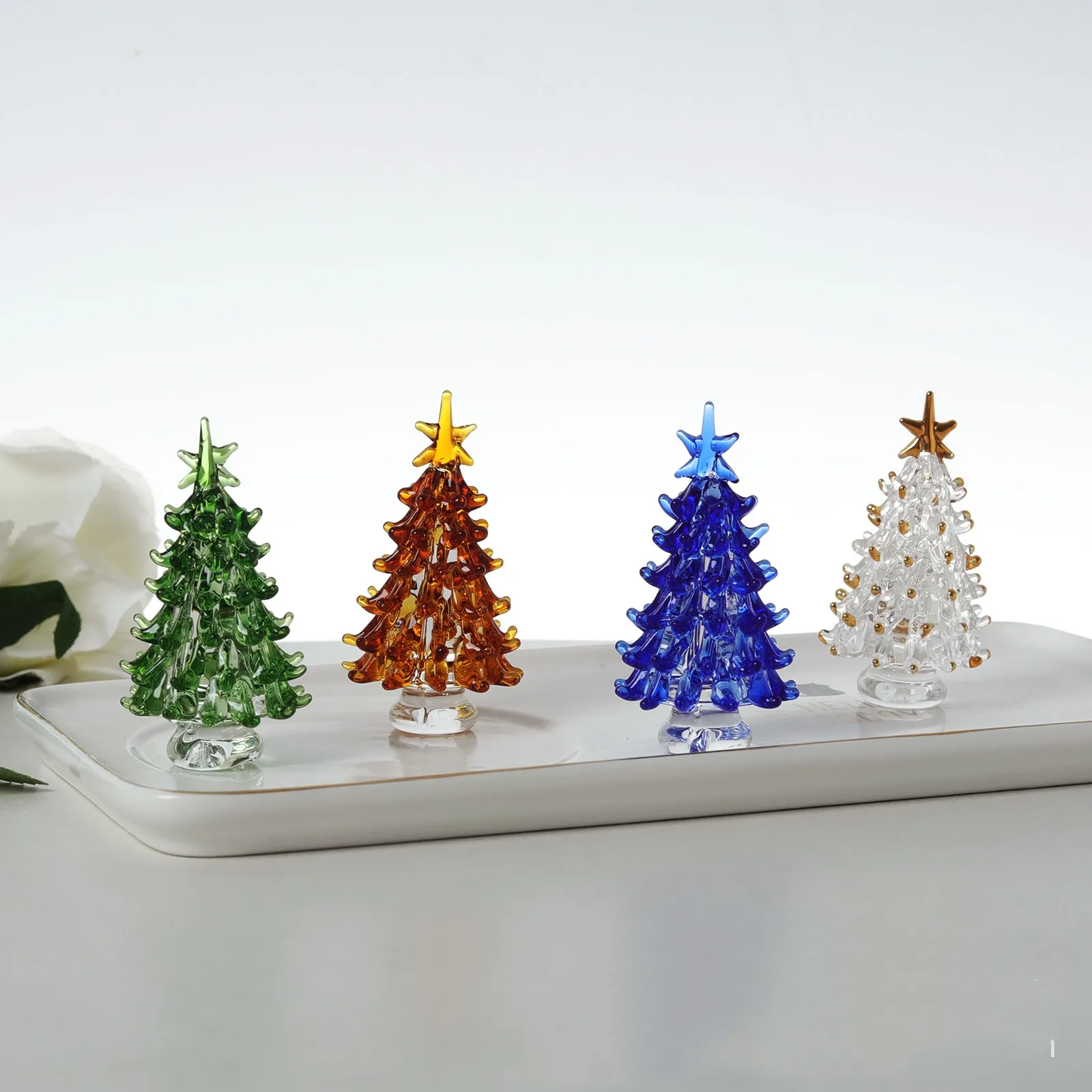 Árbol de Navidad retro de lujo ligero de estilo simple Vintage para la decoración del hogar del partido