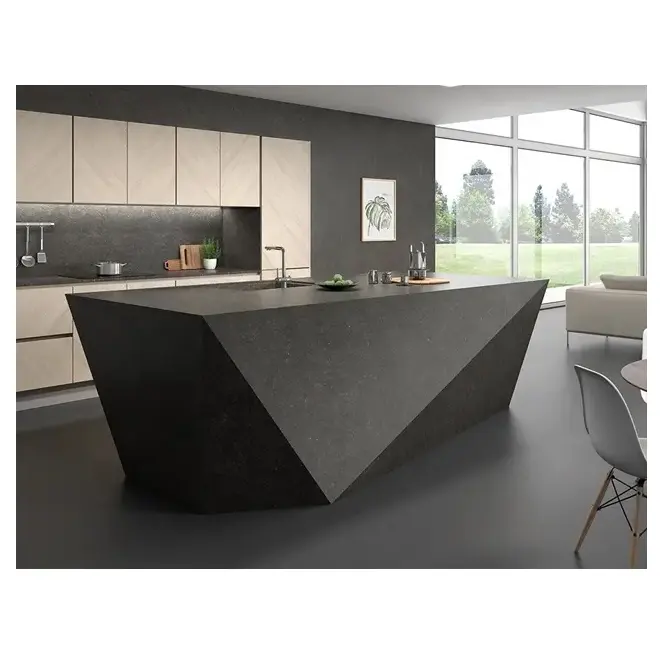 Conception de cuisine en pierre artificielle de haute qualité armoire de cuisine en pierre de quartz moderne