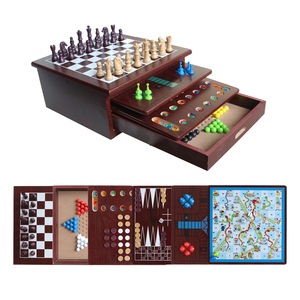 مجموعة ألعاب خشبية متعددة الوظائف 15 في 1 أو 10 في 1 لعبة الشطرنج لعبة الطاولة ودو المدقق سلم سانك مانكالا - Product Image 1