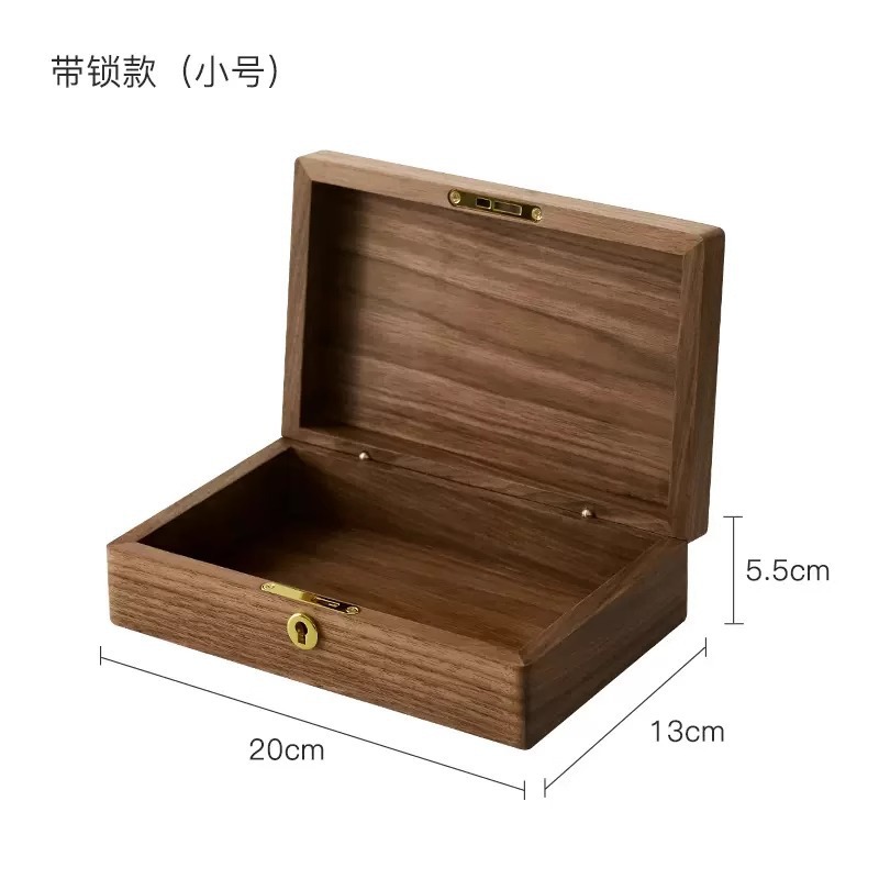 Walnut wood storage box - small size with lock