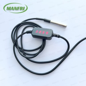 Buen precio Digital impermeable IP68 DS18B20 Sensor de temperatura 1m 2M 5M Cable con pantalla LCD y conector USB para pecera