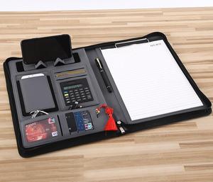 Di động có thể sạc lại A4 không dây sạc da thư mục điện thoại di động kinh doanh tài liệu cầm tay dây kéo tập tin thư mục danh mục đầu tư - Product Image 4