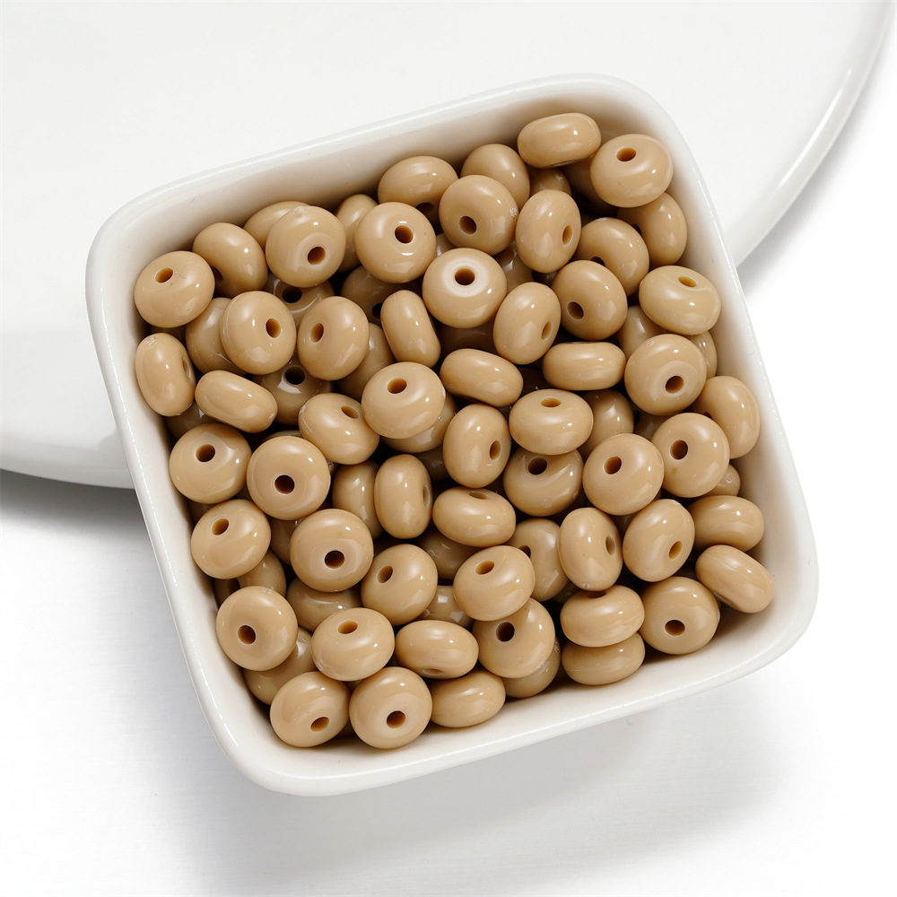 Acrylic flat beads - khaki
