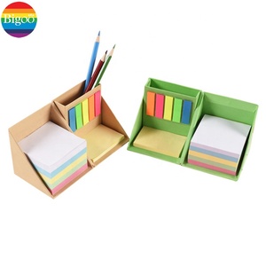 Juego de bloc de notas multifunción con almohadilla de notas de colores, caja de notas personalizada con soporte para bolígrafo para oficina y escuela