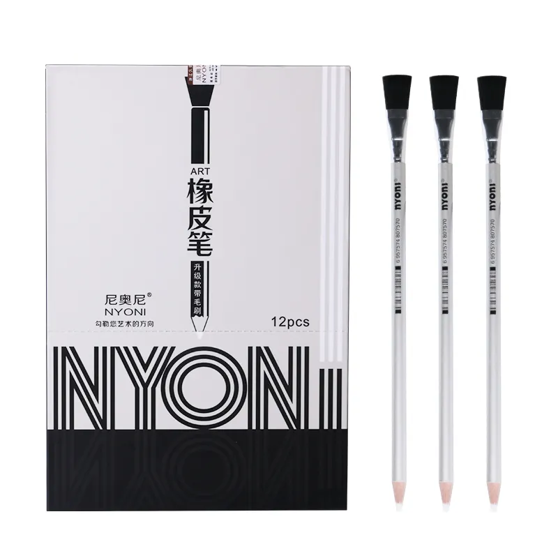 Convenient design student eraser pencil clean rubber pen with brush multiple function white pencil