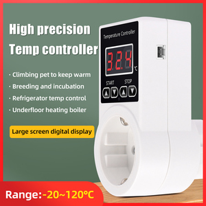 Controlador de temperatura <span class=keywords><strong>digital</strong></span> plug-in da UE, termostato, soquete de aquecimento e resfriamento, controle diurno/noturno com sensor de 2m