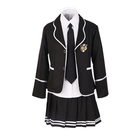 Haut noir + chemise et cravate + jupe noire