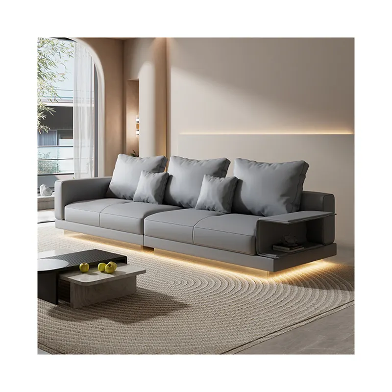 Alta calidad hogar lujo italiano moderno diseño nórdico poliéster Cachemira terciopelo sofá cama tela sala de estar sofá de cuero conjunto
