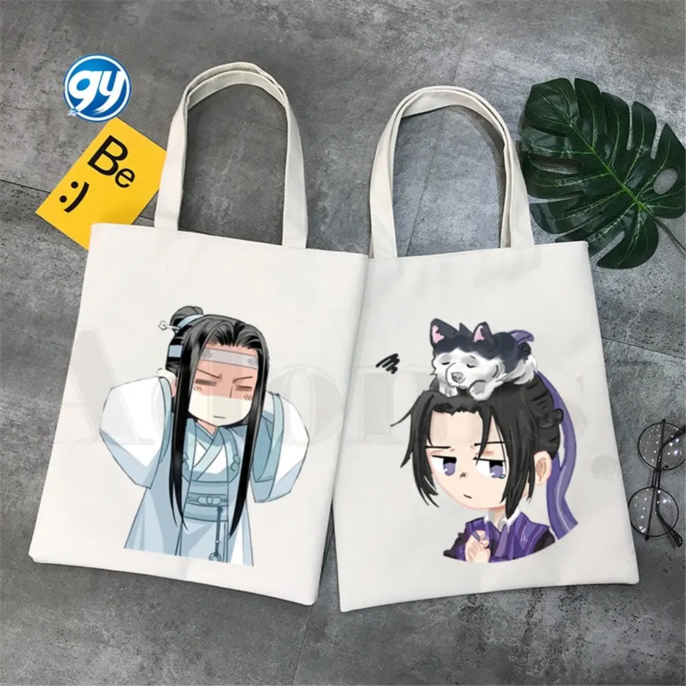 アニメMo Dao Zu Shi Wei WuXian Lan Wangji Harajukuハンドバッグショルダーバッグカジュアルショッピングガールズハンドバッグ女性エレガントキャンバスバッグ