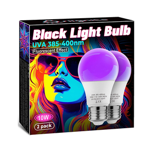 หลอดไฟแบล็คไลท์ UVA 10W 2023 A19หลอดฟลูออเรสเซนต์ LED 385-400nm 75W เทียบเท่าสีดำสำหรับโปสเตอร์เรืองแสงปาร์ตี้ - Product Image 1