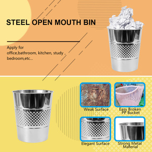 5 litre açık üst çöp kutuları ayna paslanmaz çelik kabartmalı tarzı yuvarlak Mini kompakt tip ofis kullanımı kağıt kutusu kapalı kovaları için - Product Image 2
