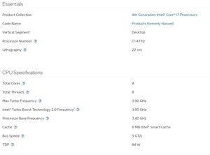 I7 4770 CPU第4世代Intel Core I7プロセッサー合計4コア合計8スレッドコンピューターCPU - Product Image 4