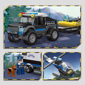 JIESTAR, lo último, barato, vehículo de comando de policía de ciudad pequeña, vehículo de rescate, modelo de coche de persecución, juguete de bloques de construcción, conjunto de regalo para niños y niñas