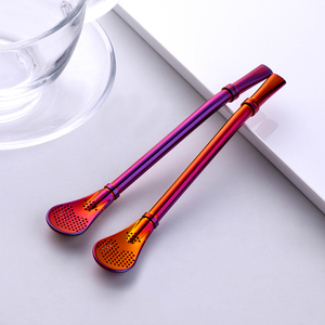 BUYERSTAR热销产品金属茶勺和过滤吸管不锈钢派对彩色配件 - Product Image 3