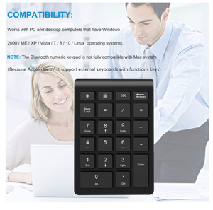 Luetooth-teclado inalámbrico de 22 teclas, periférico umérico de 5,0 Npara inventario de contabilidad financiera, ordenador