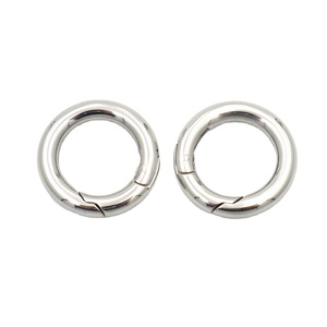 高端不锈钢金属扣20毫米圆形门环定制弹簧扣钥匙链套装 - Product Image 1