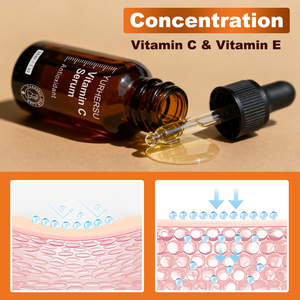 Siero ad alta potenza di vitamina <span class=keywords><strong>C</strong></span> per il viso che illumina il trattamento Anti invecchiamento delle macchie scure per lo sbiancamento della pelle e la riparazione dei danni del sole - Product Image 3