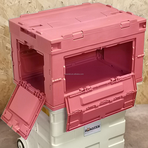 Foldable Storage Bin <strong>with</strong> <strong>Lid</strong> 50L Collapsible Plastic Storage Crate <strong>with</strong> Cutting Board Lidded <strong>Stackable</strong> Storage Box <strong>Container</strong> - Product Image 4