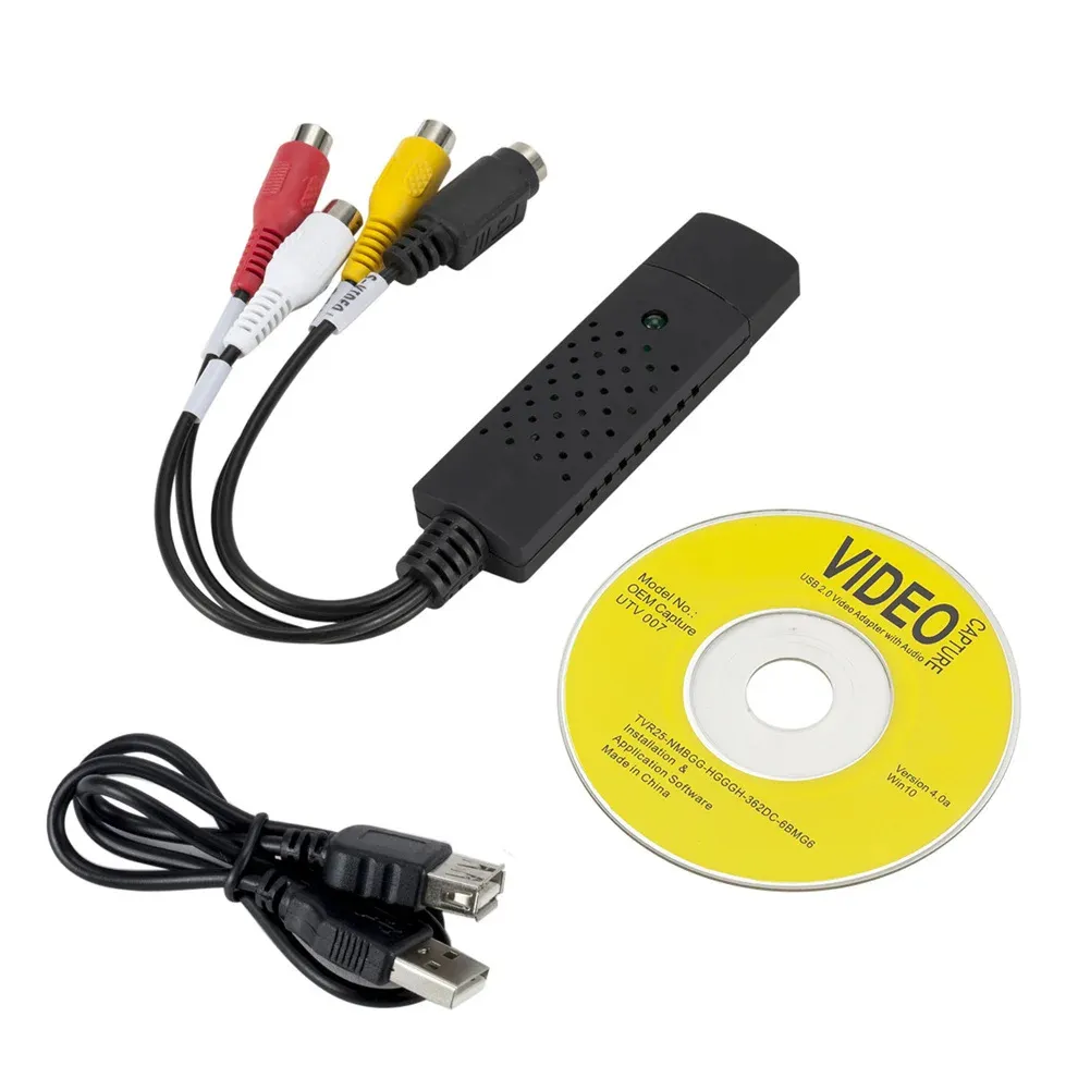 Adaptador de tarjeta de captura de audio y video USB con cable USB 2,0 a RCA Convertidor de captura de video para TV DVD VHS Dispositivo de captura